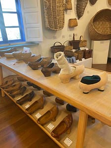 Various stages of shoe making at the Ethnographic Museum of Grandas de Salime